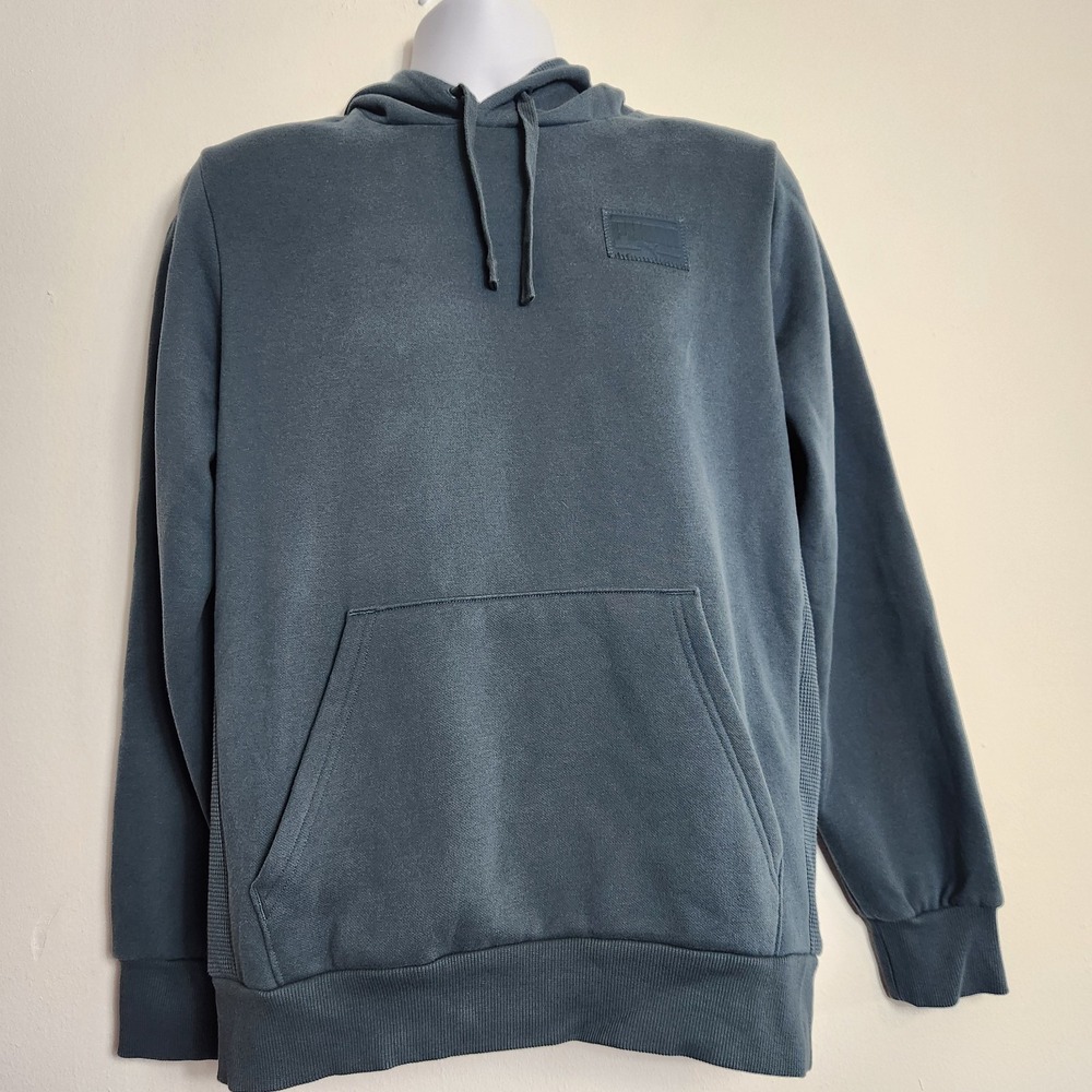 PUMA Mens Medium Blue Fleece‎ Hoodie Pullover Sweatshirt Drawstring Pocket Logo